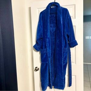 Vintage Gianni Versace Medusa Royal Blue Cotton Bath Robe s/m RARE